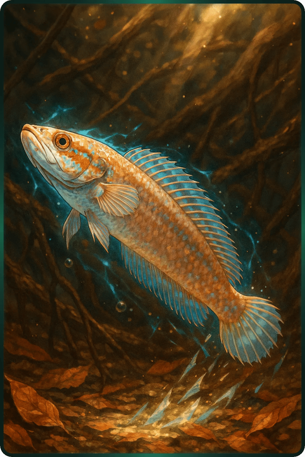 Illustrazione carta Pesce serpente di Rao
