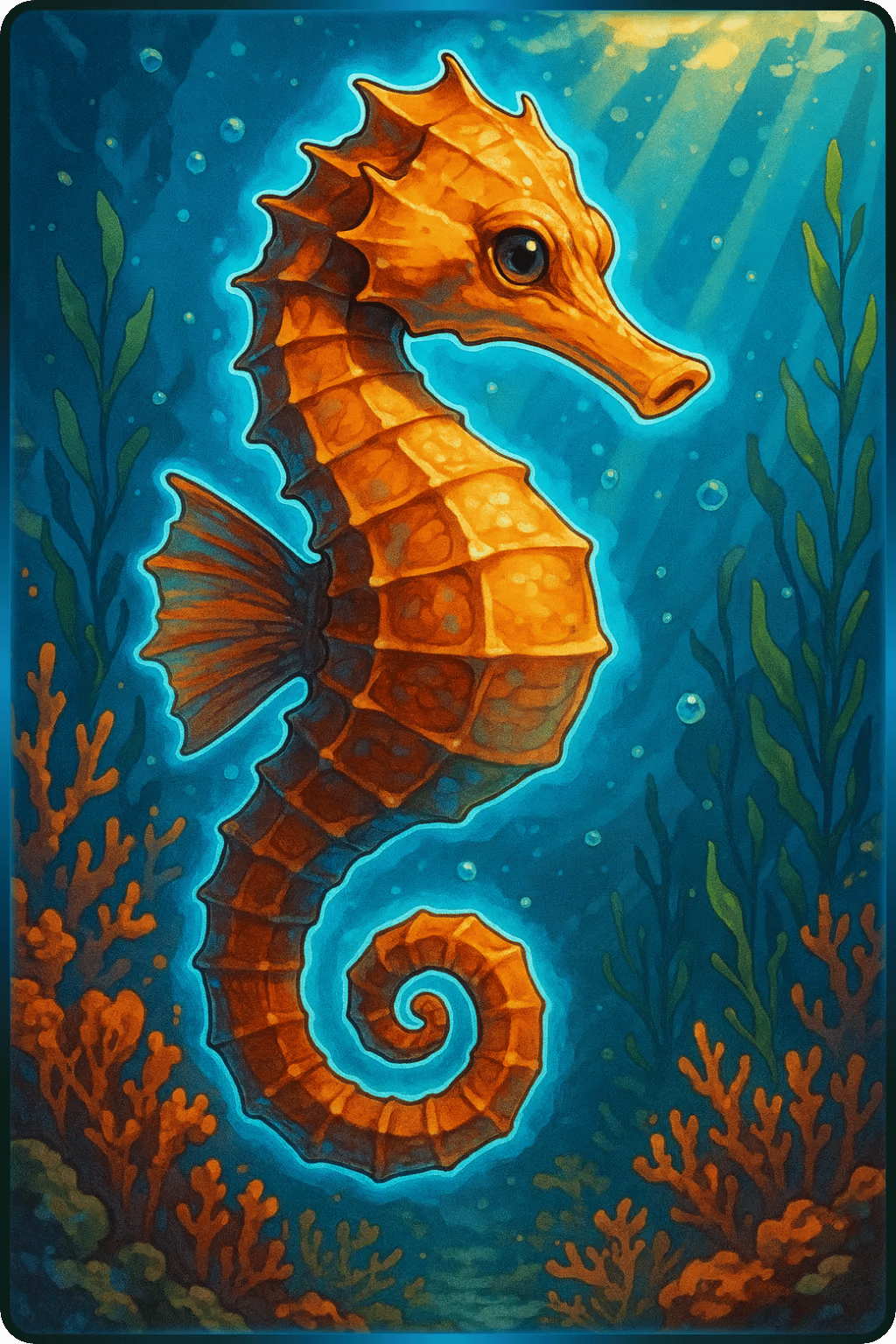 Illustration de la carte Hippocampe kuda orange