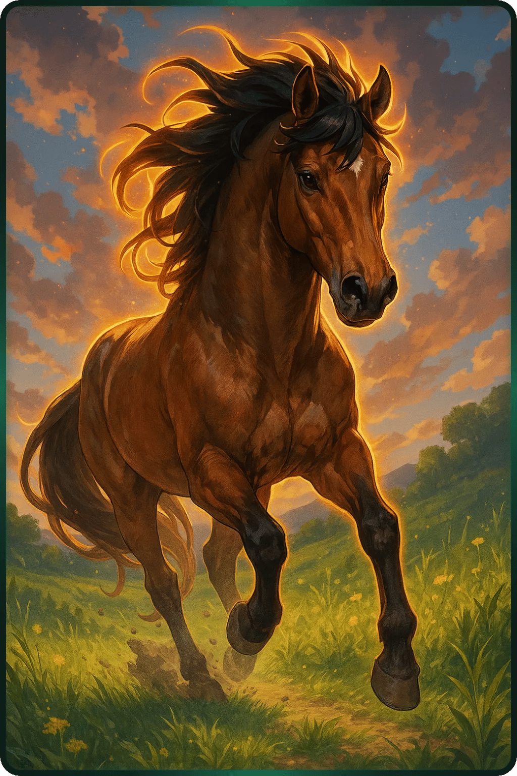 Arte da carta de Cavalo feral (marrom)